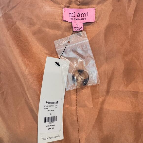 June Camel/Tan Tailored Fluid Button Down Blazer by Francesca's - Size: Large - Picture 5 of 8